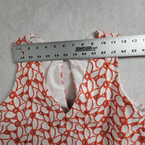 Ann Mashburn Women Sleeveless Floral Embroidered Mini Dress Medium Orange Cotton - Picture 6 of 11